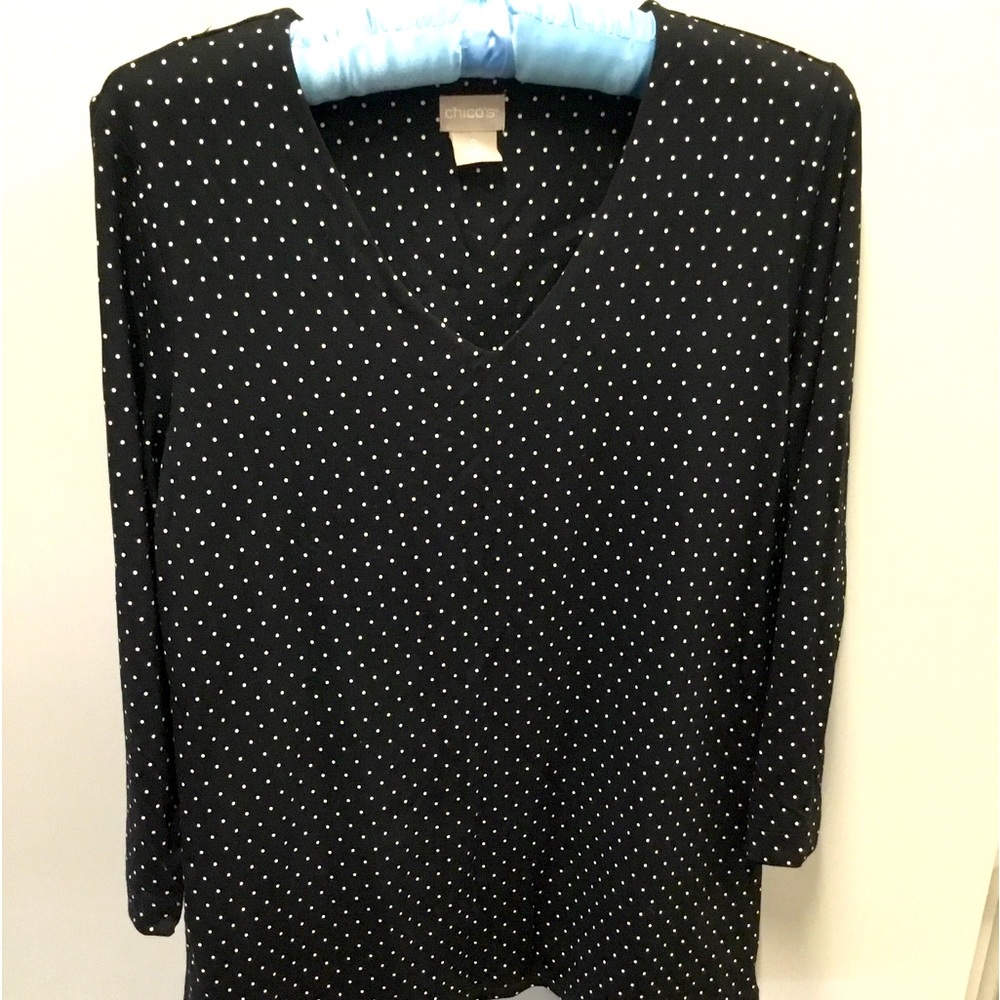 Chico black/white polka dot long sleeve shirt